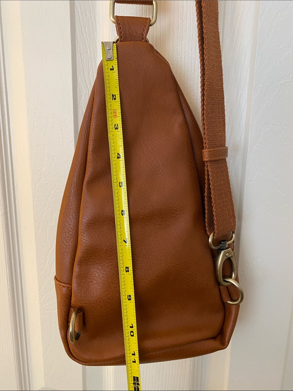 Antik Kraft Brown Faux Leather Sling Belt Bag with Braided Pull - Picture 7 of 8